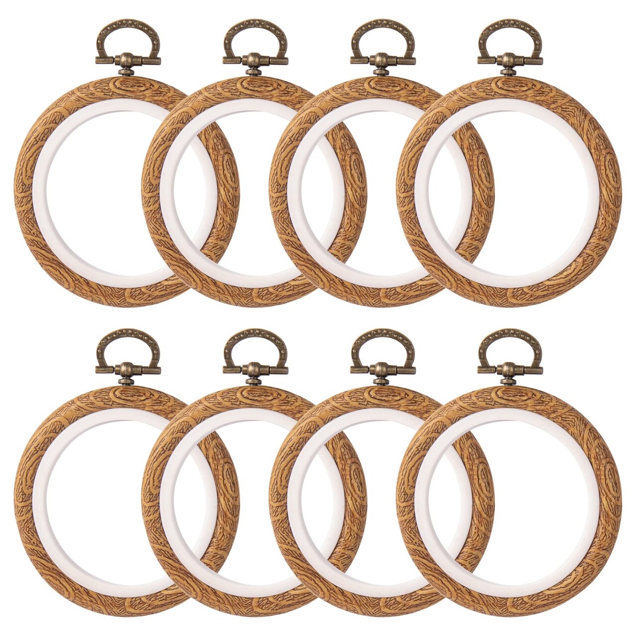 8 Pack Round Mini Embroidery Hoops 3 Inch Imitated Wood Display Frame Circle Cross Stitch Hoop Ring for Art Craft Sewing Hanging Ornaments